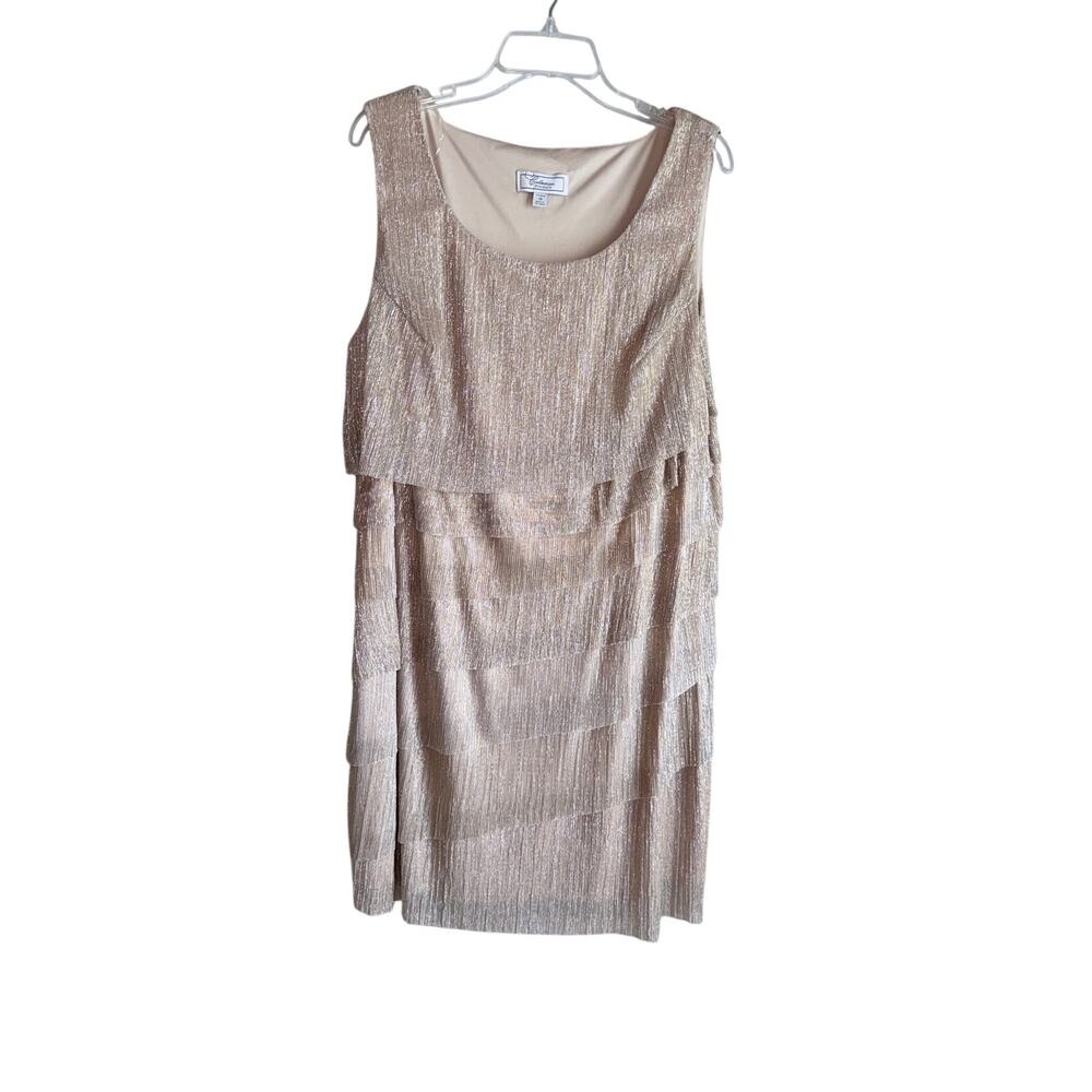 Dressbarn tiered sparkly layered evening dress knee length plus size 18 mature